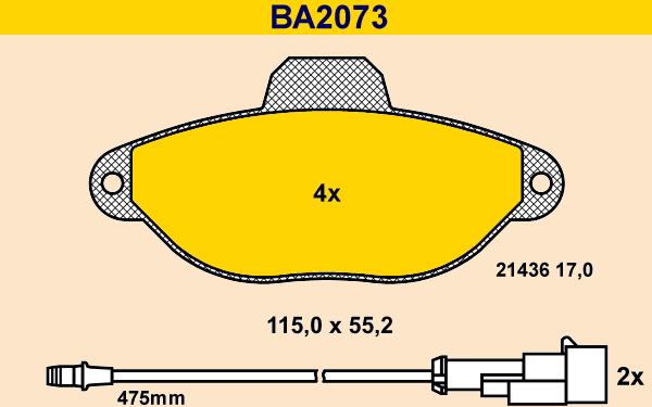 Barum BA2073 - Kit de plaquettes de frein, frein à disque cwaw.fr