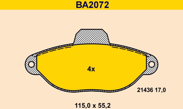 Barum BA2072 - Kit de plaquettes de frein, frein à disque cwaw.fr