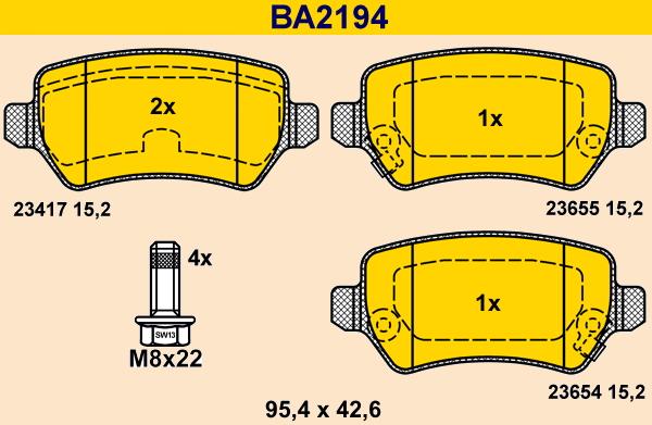 Barum BA2194 - Kit de plaquettes de frein, frein à disque cwaw.fr