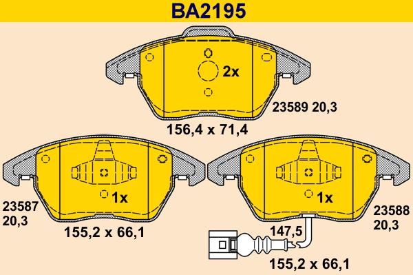 Barum BA2195 - Kit de plaquettes de frein, frein à disque cwaw.fr