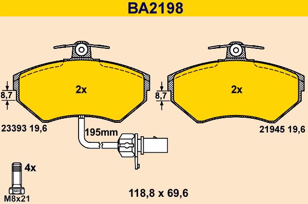 Barum BA2198 - Kit de plaquettes de frein, frein à disque cwaw.fr