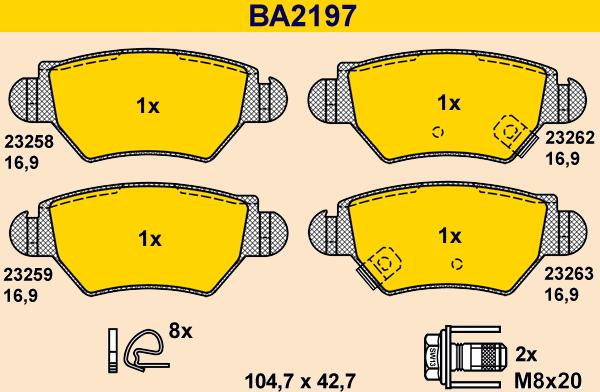 Barum BA2197 - Kit de plaquettes de frein, frein à disque cwaw.fr