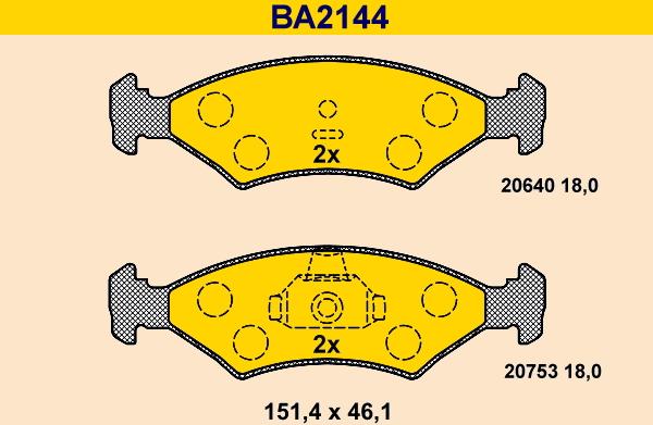 Barum BA2144 - Kit de plaquettes de frein, frein à disque cwaw.fr