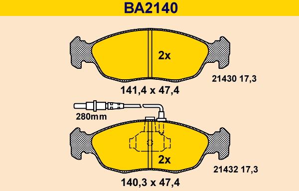 Barum BA2140 - Kit de plaquettes de frein, frein à disque cwaw.fr