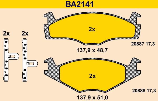 Barum BA2141 - Kit de plaquettes de frein, frein à disque cwaw.fr