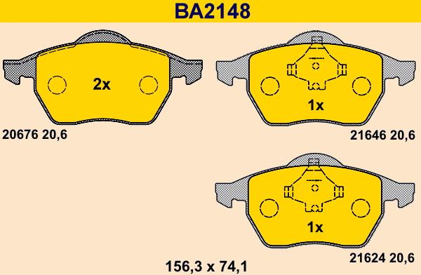 Barum BA2148 - Kit de plaquettes de frein, frein à disque cwaw.fr