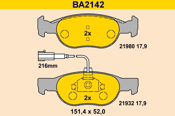 Barum BA2142 - Kit de plaquettes de frein, frein à disque cwaw.fr