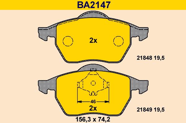 Barum BA2147 - Kit de plaquettes de frein, frein à disque cwaw.fr