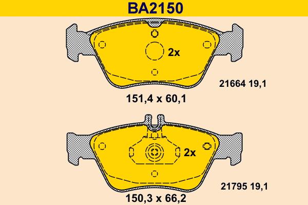 Barum BA2150 - Kit de plaquettes de frein, frein à disque cwaw.fr