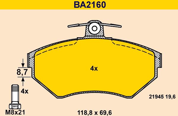 Barum BA2160 - Kit de plaquettes de frein, frein à disque cwaw.fr