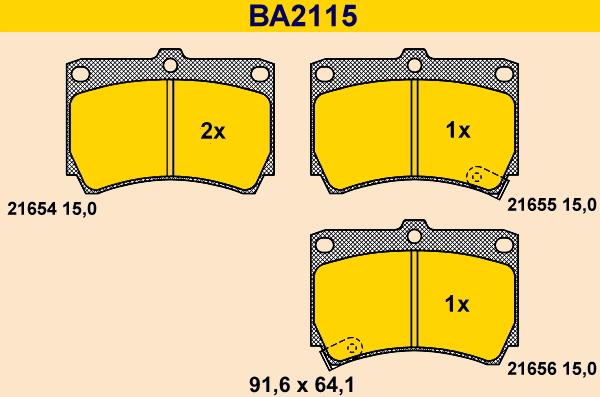 Barum BA2115 - Kit de plaquettes de frein, frein à disque cwaw.fr