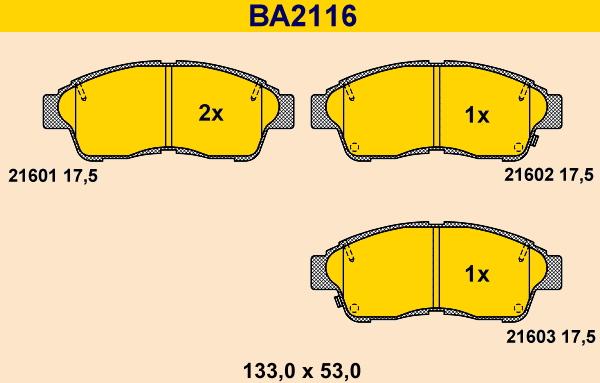 Barum BA2116 - Kit de plaquettes de frein, frein à disque cwaw.fr