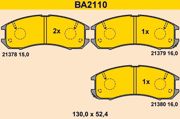 Barum BA2110 - Kit de plaquettes de frein, frein à disque cwaw.fr