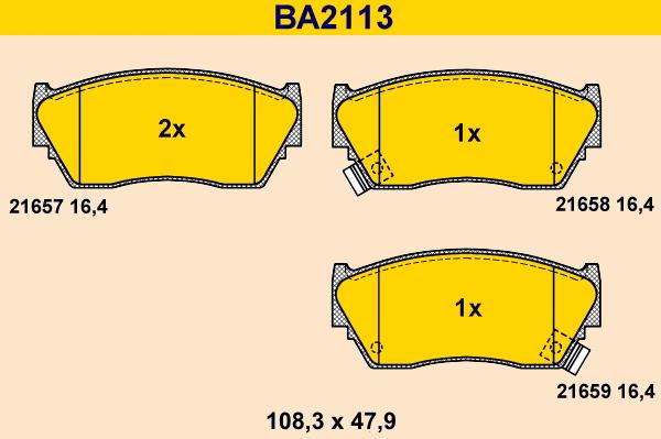 Barum BA2113 - Kit de plaquettes de frein, frein à disque cwaw.fr