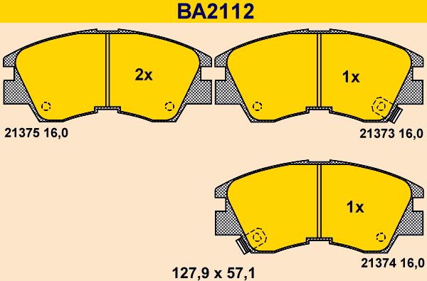 Barum BA2112 - Kit de plaquettes de frein, frein à disque cwaw.fr