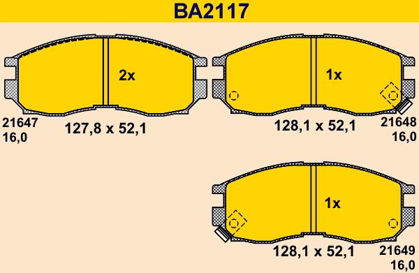 Barum BA2117 - Kit de plaquettes de frein, frein à disque cwaw.fr