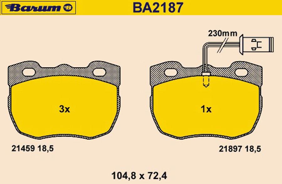 Barum BA2187 - Kit de plaquettes de frein, frein à disque cwaw.fr