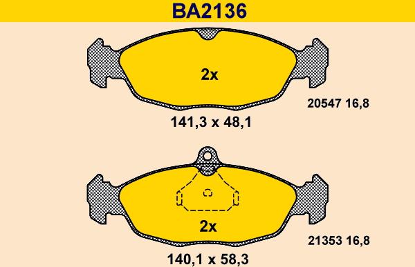 Barum BA2136 - Kit de plaquettes de frein, frein à disque cwaw.fr