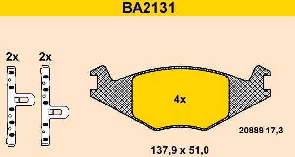 Barum BA2131 - Kit de plaquettes de frein, frein à disque cwaw.fr