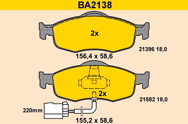 Barum BA2138 - Kit de plaquettes de frein, frein à disque cwaw.fr