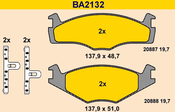 Barum BA2132 - Kit de plaquettes de frein, frein à disque cwaw.fr