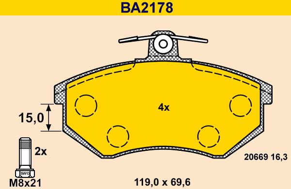 Barum BA2178 - Kit de plaquettes de frein, frein à disque cwaw.fr