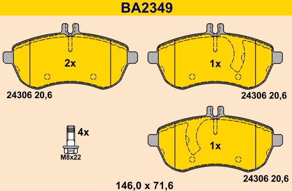 Barum BA2349 - Kit de plaquettes de frein, frein à disque cwaw.fr