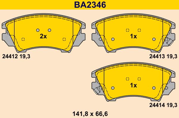 Barum BA2346 - Kit de plaquettes de frein, frein à disque cwaw.fr