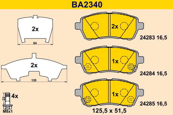 Barum BA2340 - Kit de plaquettes de frein, frein à disque cwaw.fr