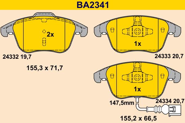 Barum BA2341 - Kit de plaquettes de frein, frein à disque cwaw.fr