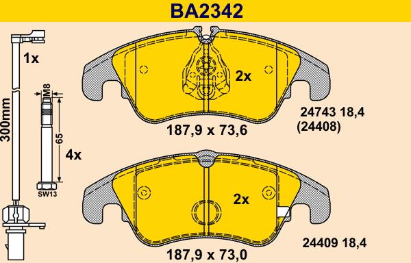 Barum BA2342 - Kit de plaquettes de frein, frein à disque cwaw.fr