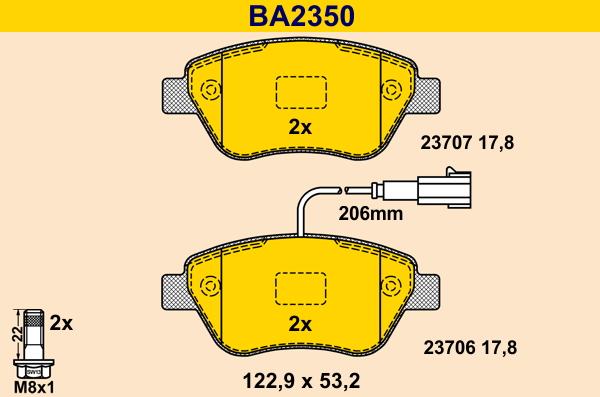 Barum BA2350 - Kit de plaquettes de frein, frein à disque cwaw.fr