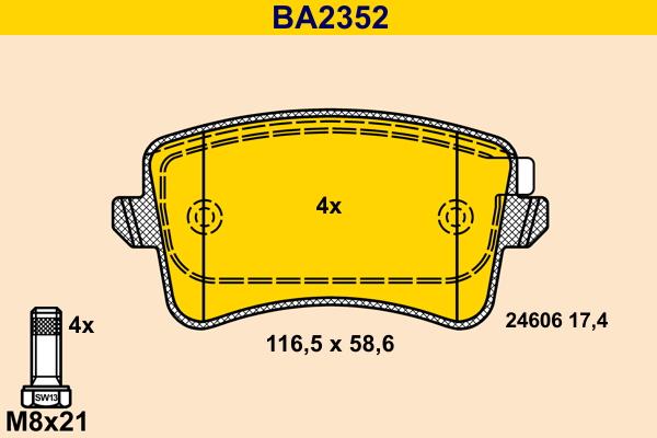 Barum BA2352 - Kit de plaquettes de frein, frein à disque cwaw.fr