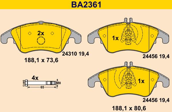 Barum BA2361 - Kit de plaquettes de frein, frein à disque cwaw.fr