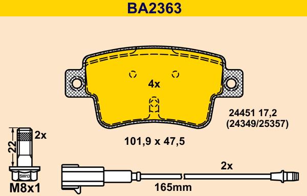 Barum BA2363 - Kit de plaquettes de frein, frein à disque cwaw.fr