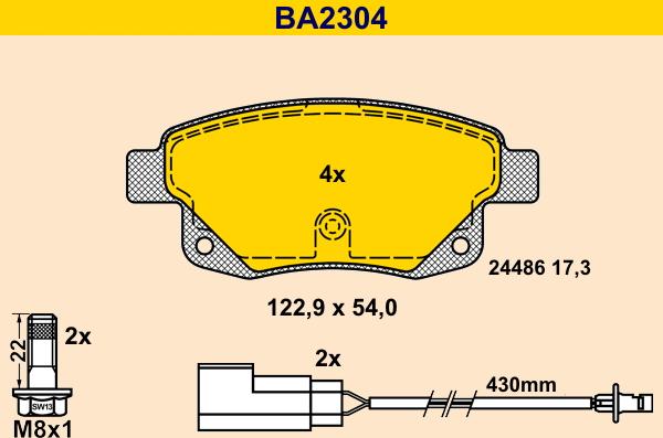 Barum BA2304 - Kit de plaquettes de frein, frein à disque cwaw.fr