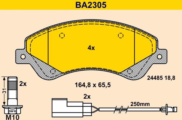 Barum BA2305 - Kit de plaquettes de frein, frein à disque cwaw.fr