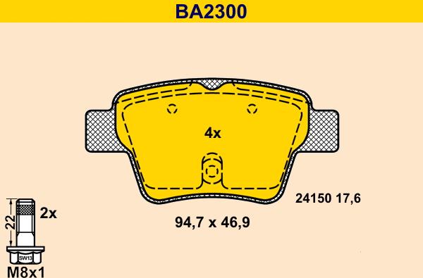 Barum BA2300 - Kit de plaquettes de frein, frein à disque cwaw.fr