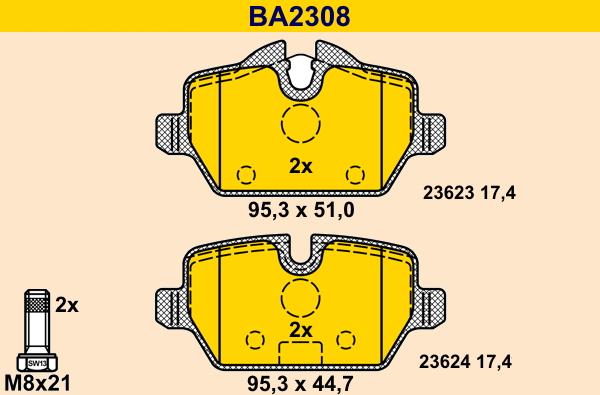 Barum BA2308 - Kit de plaquettes de frein, frein à disque cwaw.fr