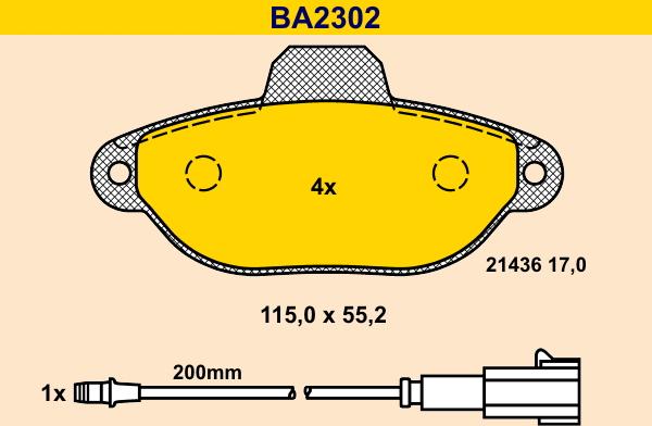 Barum BA2302 - Kit de plaquettes de frein, frein à disque cwaw.fr