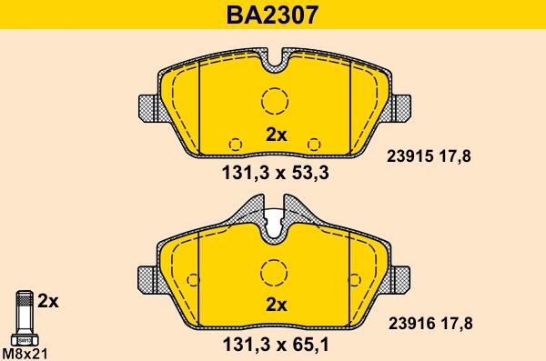 Barum BA2307 - Kit de plaquettes de frein, frein à disque cwaw.fr