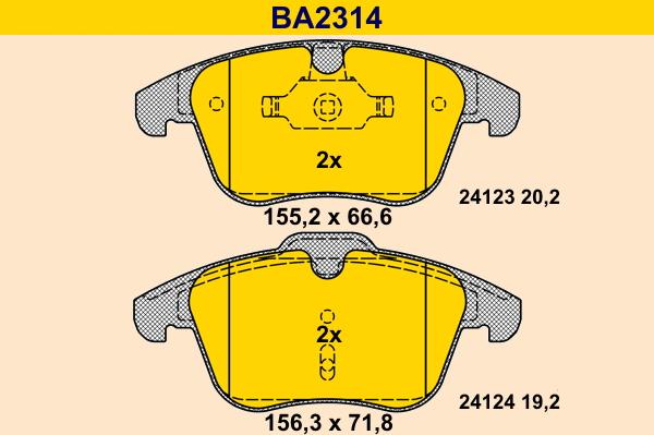 Barum BA2314 - Kit de plaquettes de frein, frein à disque cwaw.fr