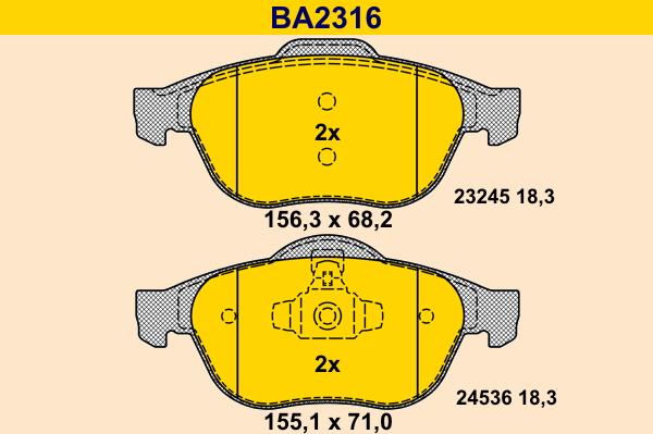 Barum BA2316 - Kit de plaquettes de frein, frein à disque cwaw.fr