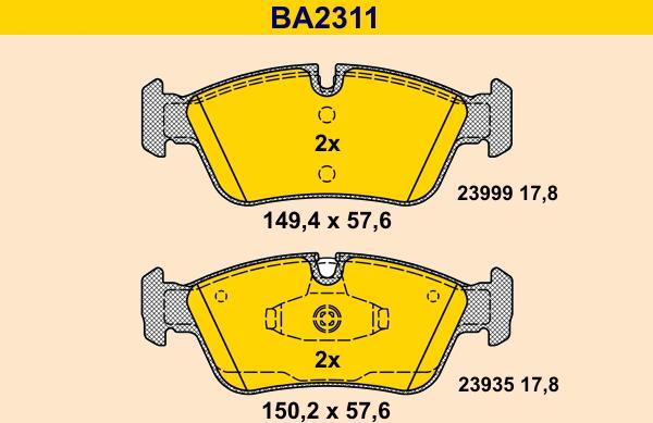 Barum BA2311 - Kit de plaquettes de frein, frein à disque cwaw.fr