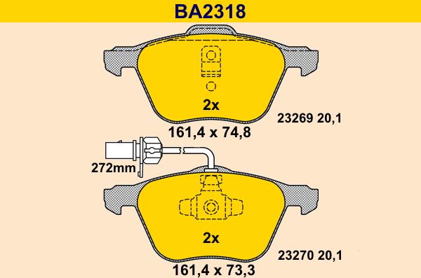 Barum BA2318 - Kit de plaquettes de frein, frein à disque cwaw.fr