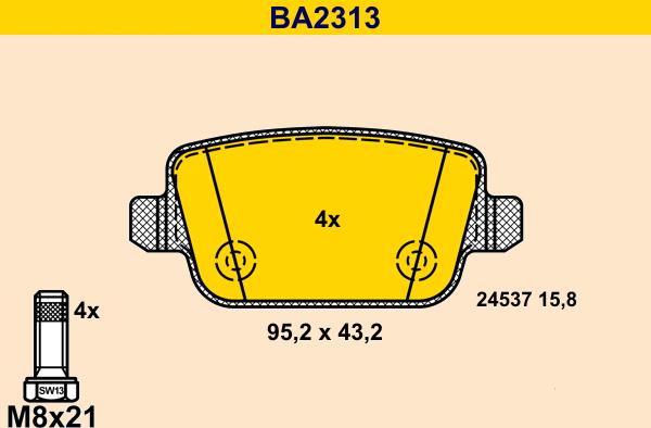 Barum BA2313 - Kit de plaquettes de frein, frein à disque cwaw.fr