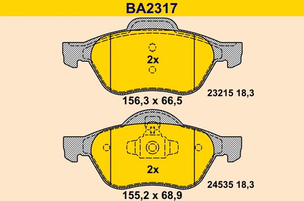 Barum BA2317 - Kit de plaquettes de frein, frein à disque cwaw.fr