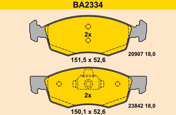 Barum BA2334 - Kit de plaquettes de frein, frein à disque cwaw.fr