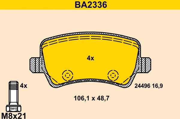 Barum BA2336 - Kit de plaquettes de frein, frein à disque cwaw.fr