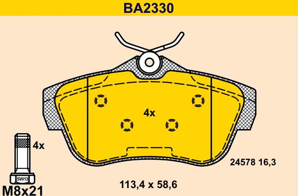 Barum BA2330 - Kit de plaquettes de frein, frein à disque cwaw.fr